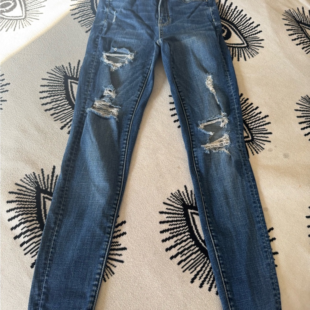 American Eagle Outfitters Ripped Blue Skinny Jeans